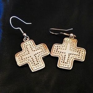 Sterling silver cross earrings